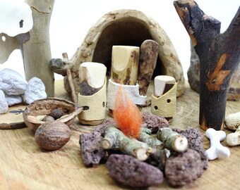 Primitive life, caveman, early discoveries, wooden toy, Montessori, Waldorf, Rocky’s World for boys & girls