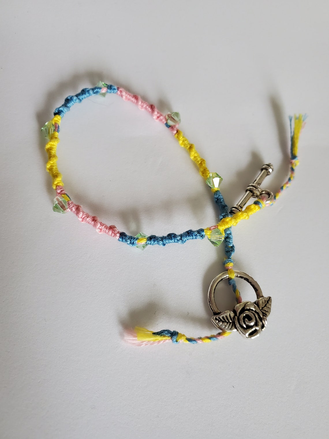 Braided Crystal Friendship Bracelet with Toggle Clasp Etsy