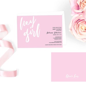 Hey Girl Baby Shower Invitation, Printable, Customizable