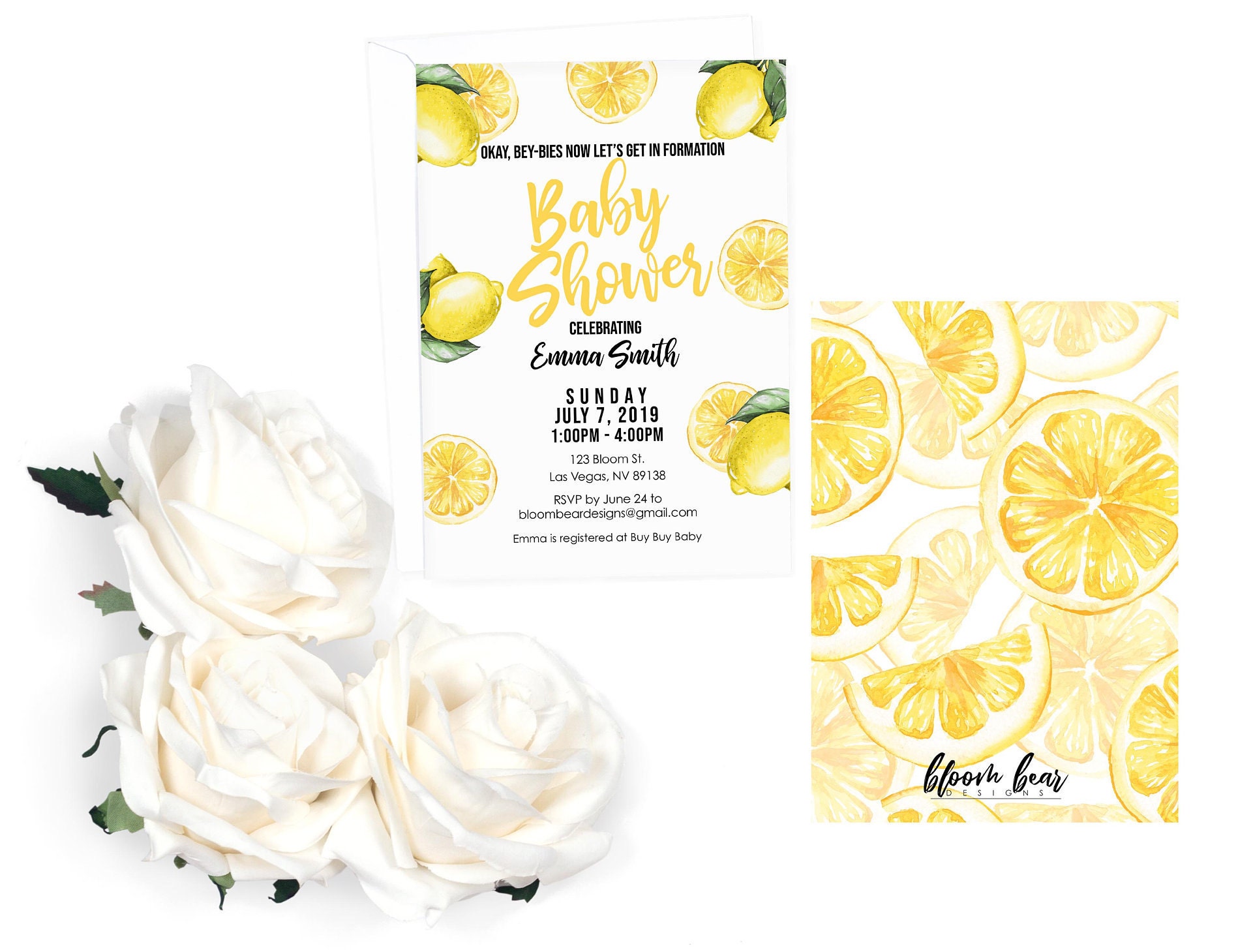 Lemonade Theme Baby Shower Invitation, Beyonce Theme, Printable ...