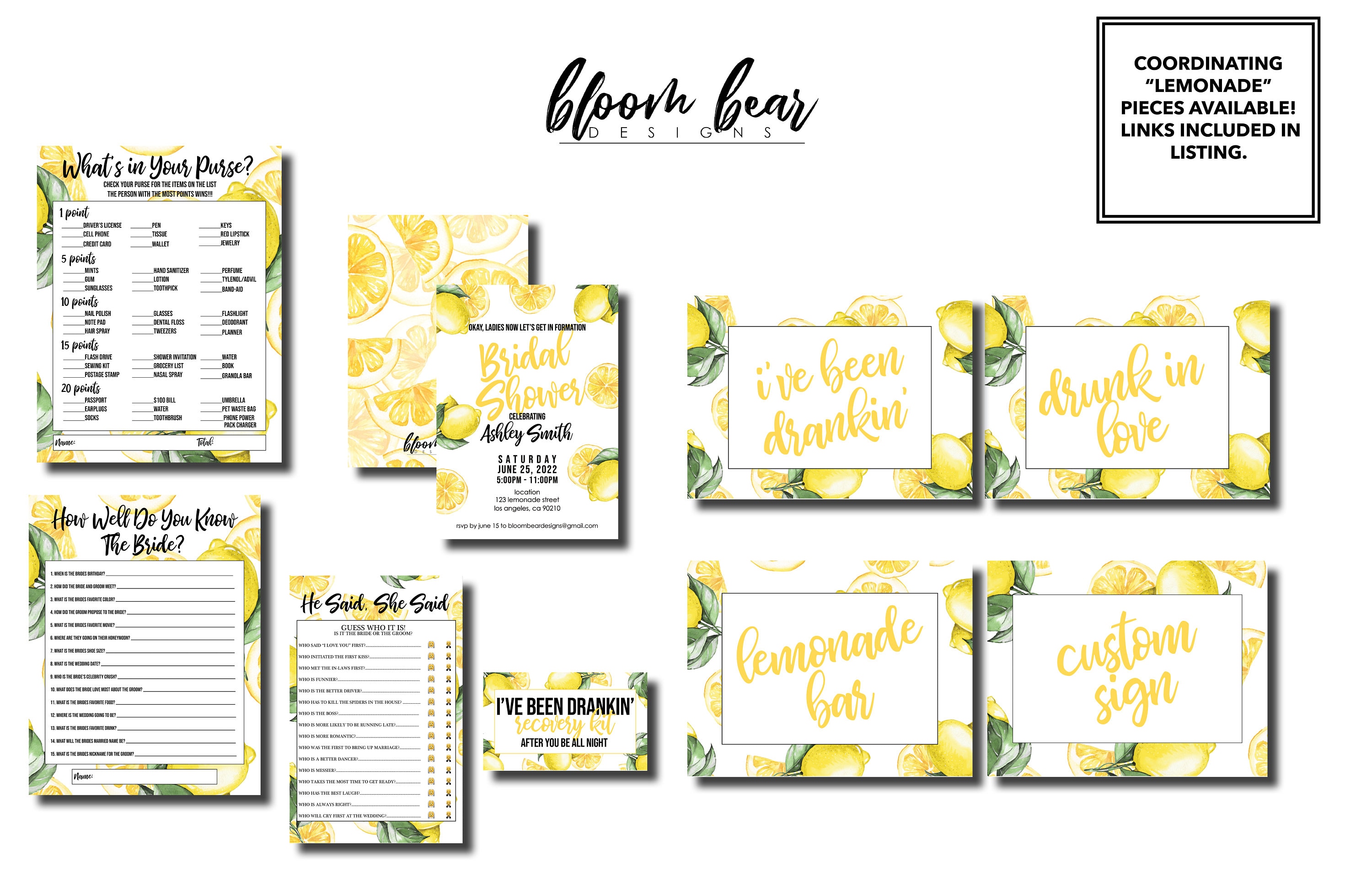 Lemonade Theme Baby Shower Invitation, Beyonce Theme, Printable ...