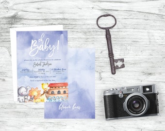 Noah's Ark Baby Shower Invitation, Printable, Customizable