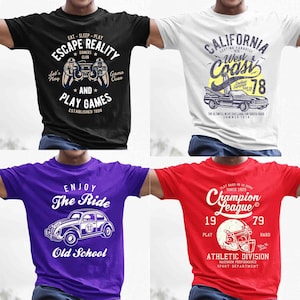 Fathers Day Gift Motorbike Racing Car Retro Vintage look Mens Graphic tshirts