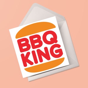 Roi du barbecue barbecue carte fête des pères barbecue mot art cadeau aquarelle rétro drôle pour les papas
