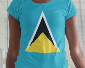 St Lucia Caribbean Saint Lucian Flag Womens Tshirt