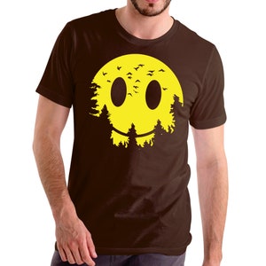 Mens Graphic tshirts Smiley Face Full Moon Fathers Day Gift