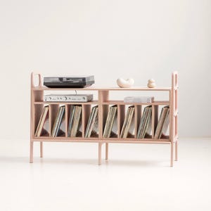 Pink sideboard, Mid-Century Modern Vinyl Record Storage Stand , TV stand, media console, Scandinavian sideboard