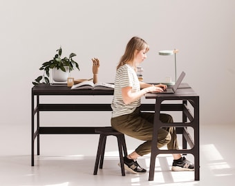Handmade Wooden Corner Desk: Mid-Century Modern L-Shape, Computer desk