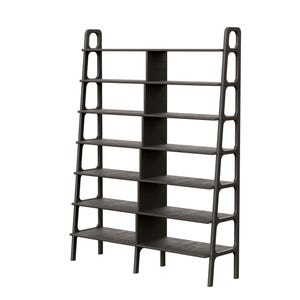 Wide Mid Century Modern Bookcase, Custom Walnut bookcase, Ladder bookshelf, Modular storage, Handmade furniture, Shelving unit image 14
