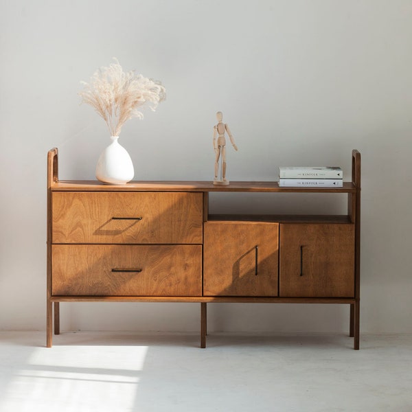 Credenza sideboard buffet, Entertainment center, Mid century sideboard, Media cabinet, walnut sideboard, TV stand