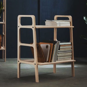Scandinavian bookcase, Ladder bookshelf, Minimalist Bookcase, Wooden Book shelf, Walnut bookcase