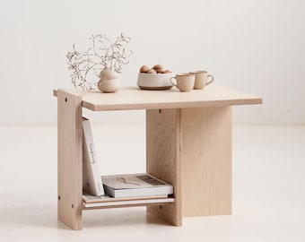 Japandi square coffee table with shelf, wooden coffee table, Minimalist coffee table, handmade furniture
