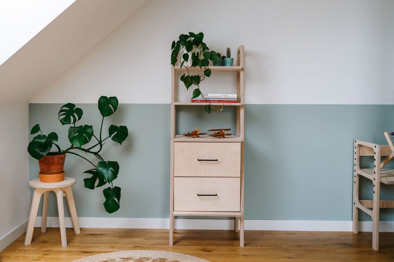 Ladder bookshelf, Scandinavian furniture, Japandi, Mid century modern bookcase, Midcentury home, Shelves, Shelving unit image 2