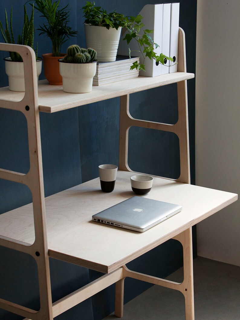 Bookcase desk Tall desk Scandinavian Computer table wooden | Etsy