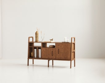 Mid-Century Modern Sideboard aus Holz, Plattenspieler Ständer, Media Konsole, Plattenspieler Ständer