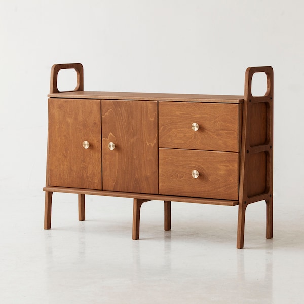 Enfilade sur mesure / Console multimédia scandinave / Enfilade buffet / Moderne Mid-Century / Table console étroite