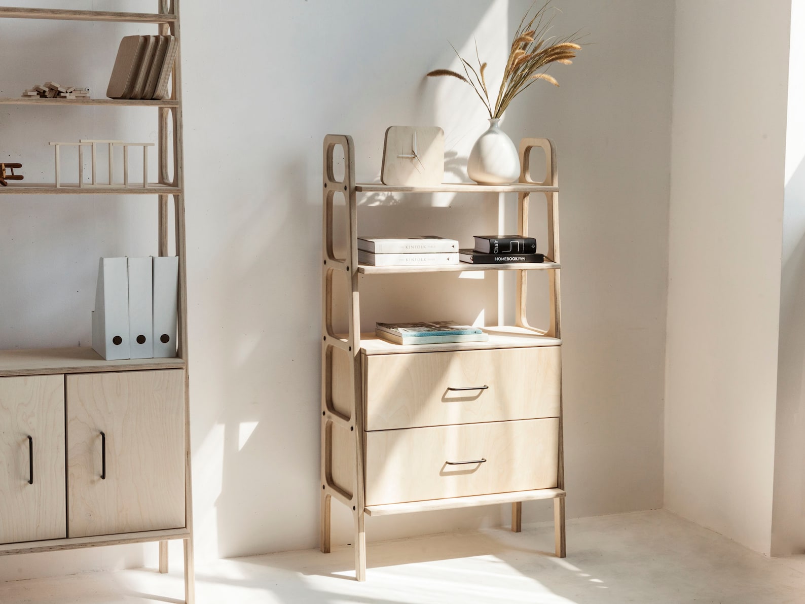 Mid Century Bookcase With Drawers, Scandinavian Bookcase, Bookshelf ...