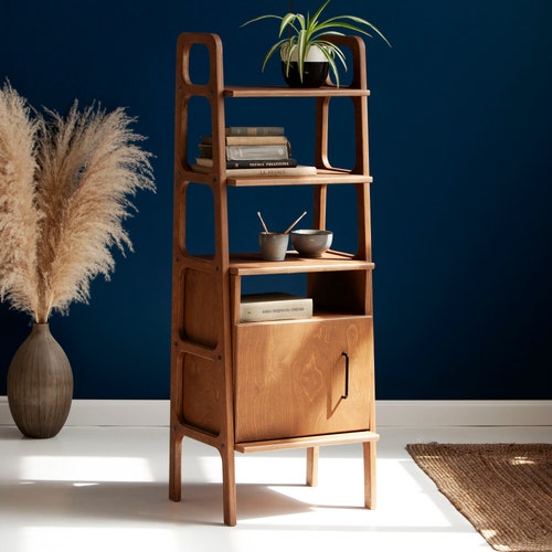 Midcentury Ladder Shelf Bookcase Mid Century Modern Bookcase Etsy