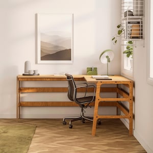 Music studio desk, L shaped desk, Custom desk, Mid century modern desk, l-shaped desk, Walnut desk, Large desk, Computer desk