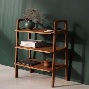 Mid Century Modern Bookcase, Custom bookcase, Walnut bookcase, Home Office, Ladder bookshelf, Wooden bookshelf