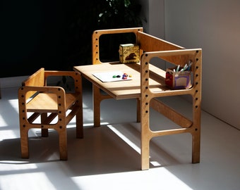 Bureau pour enfants, Bureau d’école pour enfants, Montessori, Bureau pour enfants, Chambre pour enfants, Bureau en bois, table et chaises pour enfants, Table pour enfants, Dessin