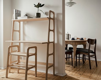 Minimalist Desk for Computer, Mid century modern walnut desk, Wooden Desk, Modern Scandinavian Desk Wooden, Scandinavian Decor