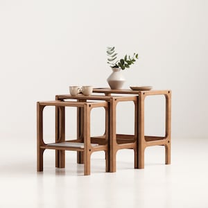Handmade Wood Coffee Table, Modern Boho Coffee Table, Nesting table, Square Coffee Table, Sofa Table, Mid Century Modern Coffee Table image 1