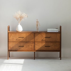 Scandinavian Chest of drawers / Wide Drawer Sideboard / Media Console / Credenza / Walnut sideboard / Customise Design / Sideboard cabinet image 1