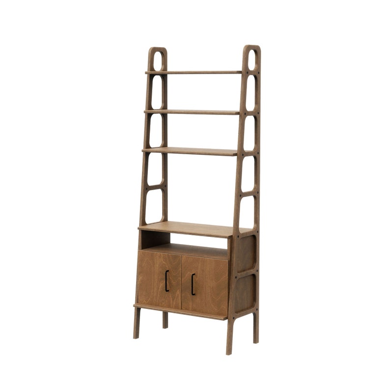 Mid Century Modern Ladder Bookshelf Modular Wall Shelving Etsy