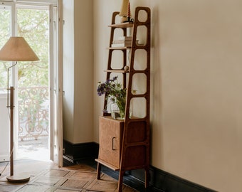 Mid Century Bookcase with Cabinet, Vintage Ladder Bookshelf, Scandinavian Bookshelf, Mid Century Bookcase Ladder, Bookcase, Bookshelf