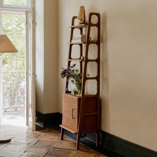 Mid Century Bookcase With Vintage Ladder Bookshelf Etsy