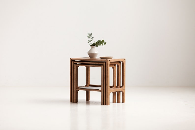 Handmade Wood Coffee Table, Modern Boho Coffee Table, Nesting table, Square Coffee Table, Sofa Table, Mid Century Modern Coffee Table image 2