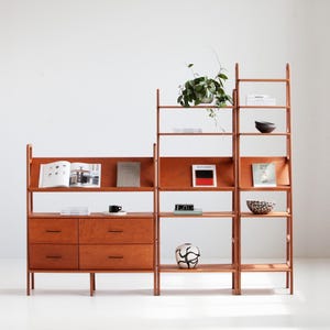 Handmade Mid-Century Walnut Bookshelf: Japandi Modern Open Shelving