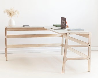 L formed desk, Desk,Mid century modern, Modern Scandinavian Desk, Wooden desk, Computer desk, l form desk, l-shaped desk, Corner desk