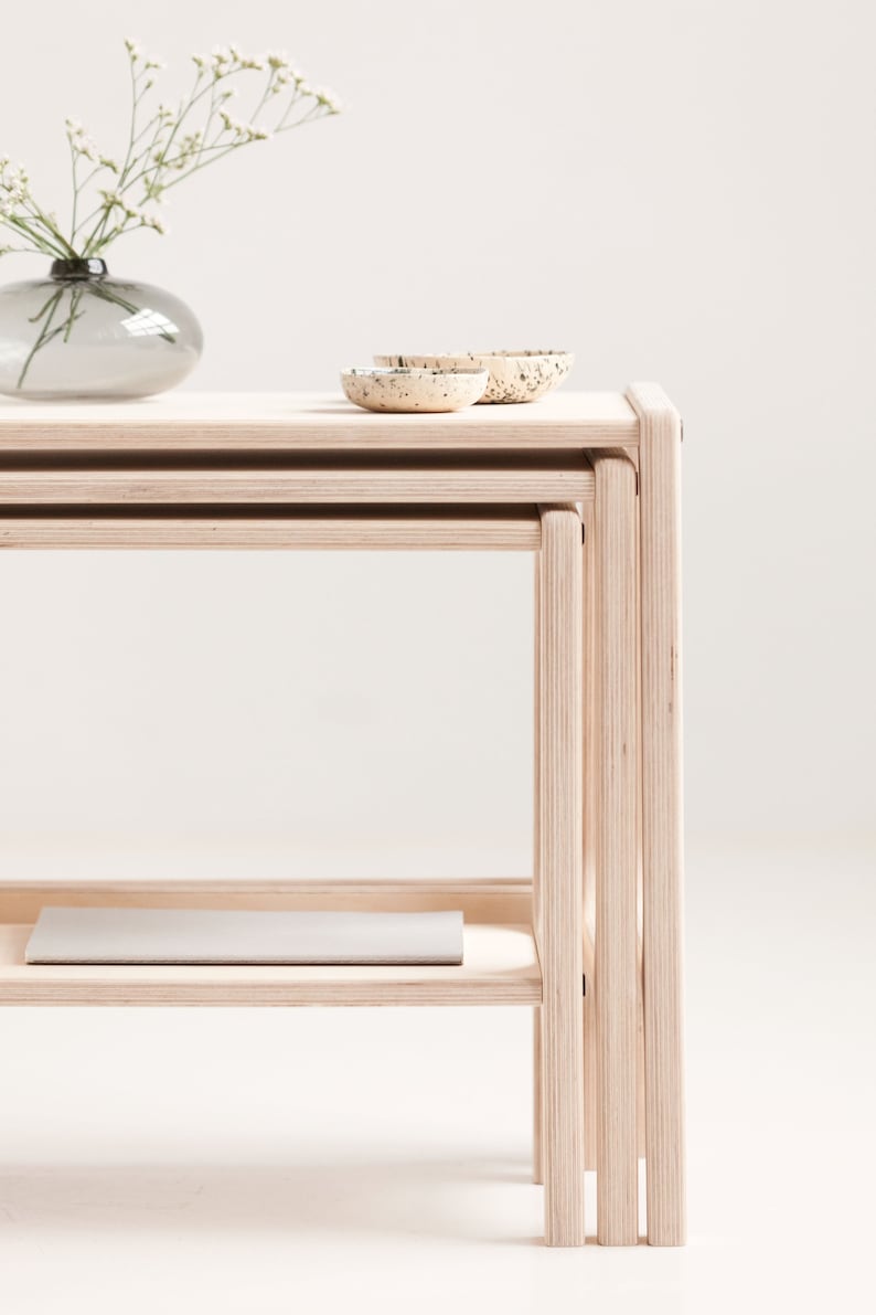 Nesting mid century modern coffee table, wooden coffee table, minimalist side table image 8