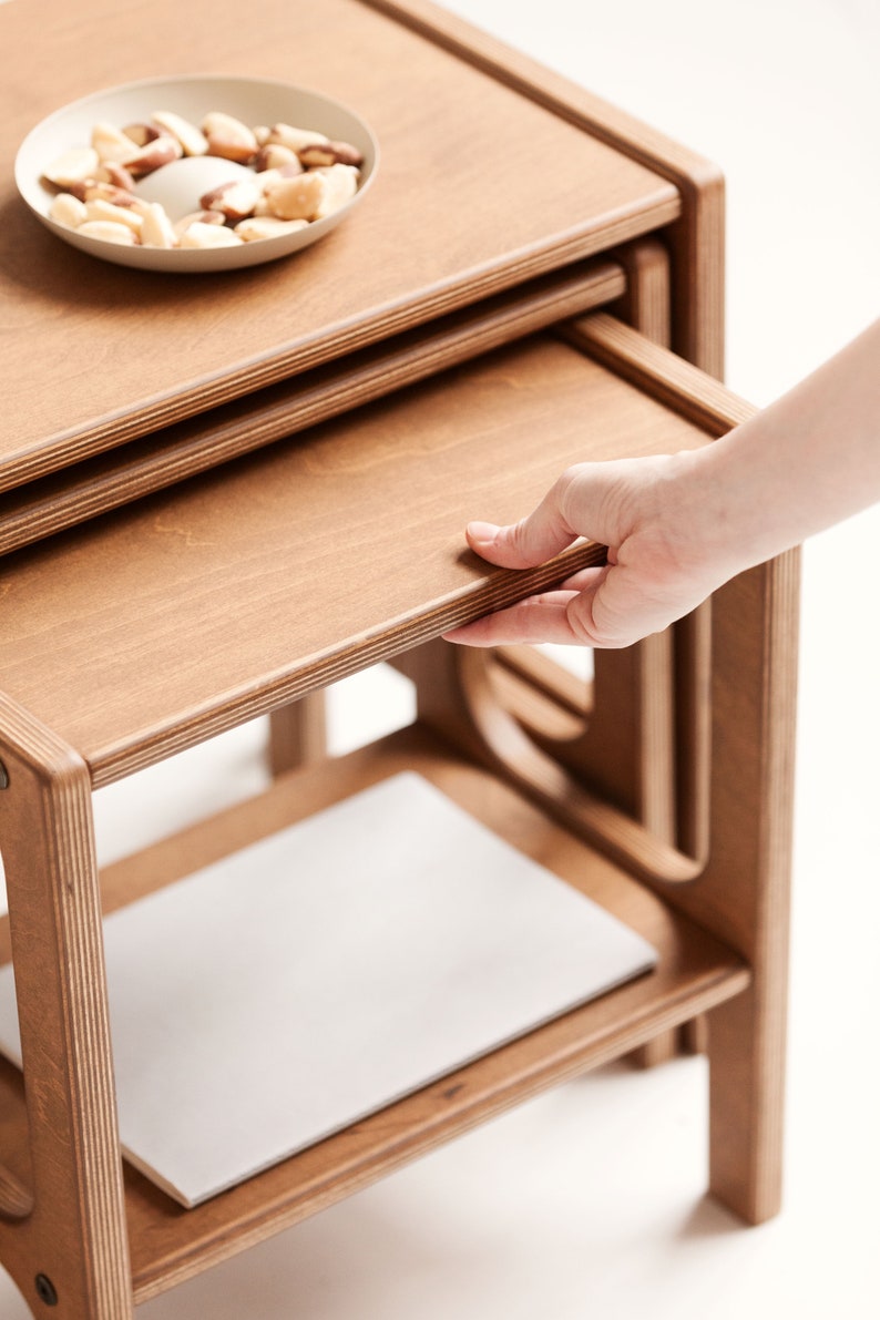 Handmade Wood Coffee Table, Modern Boho Coffee Table, Nesting table, Square Coffee Table, Sofa Table, Mid Century Modern Coffee Table image 3