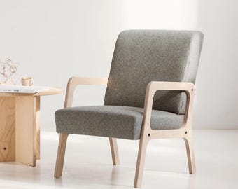 Minimalist Lounge Chair for living room, Handmade wooden armchair