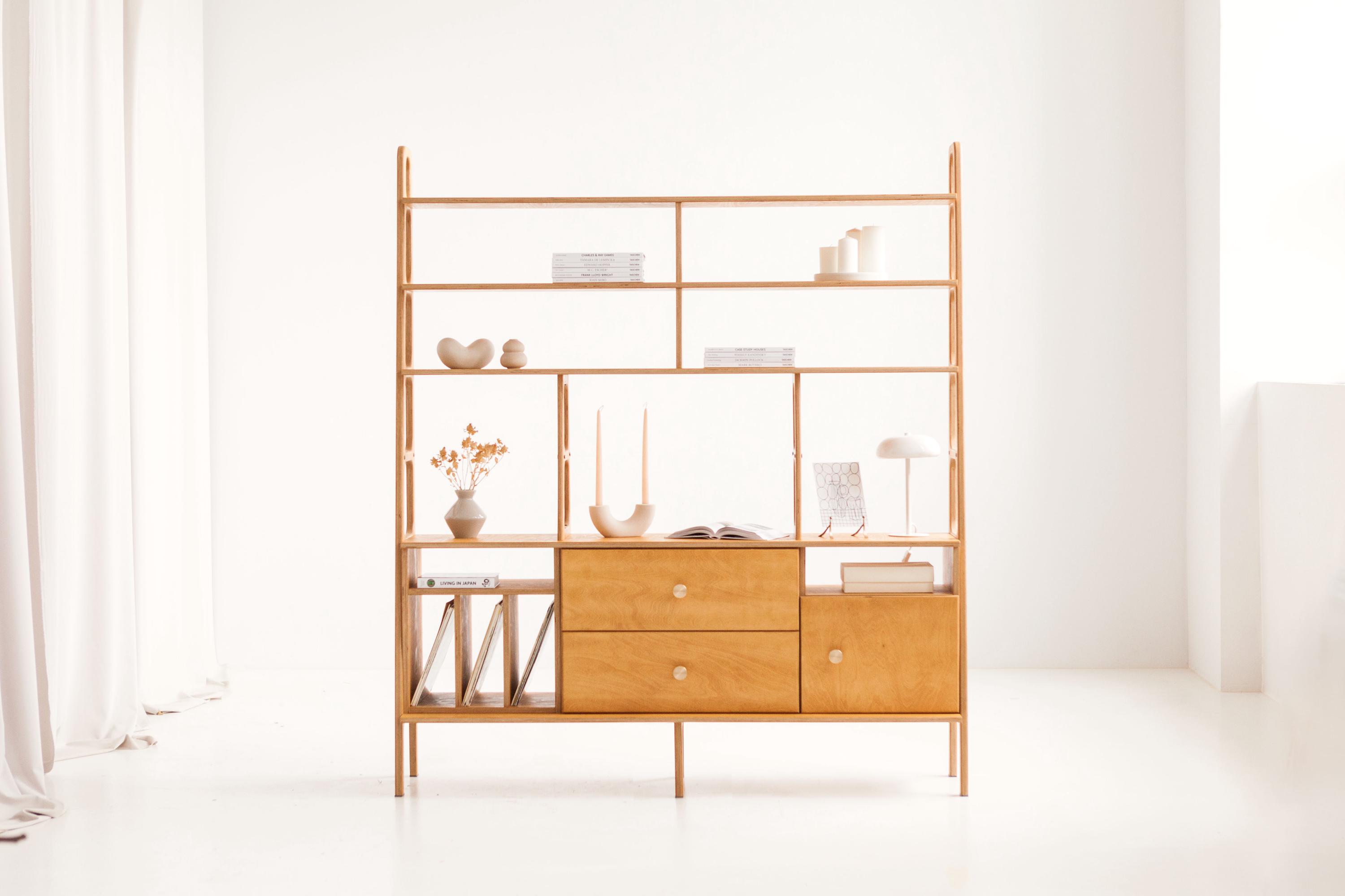 Mid Century Bookcase With Drawers, Handmade Bookshelf, Wooden Bookcase ...