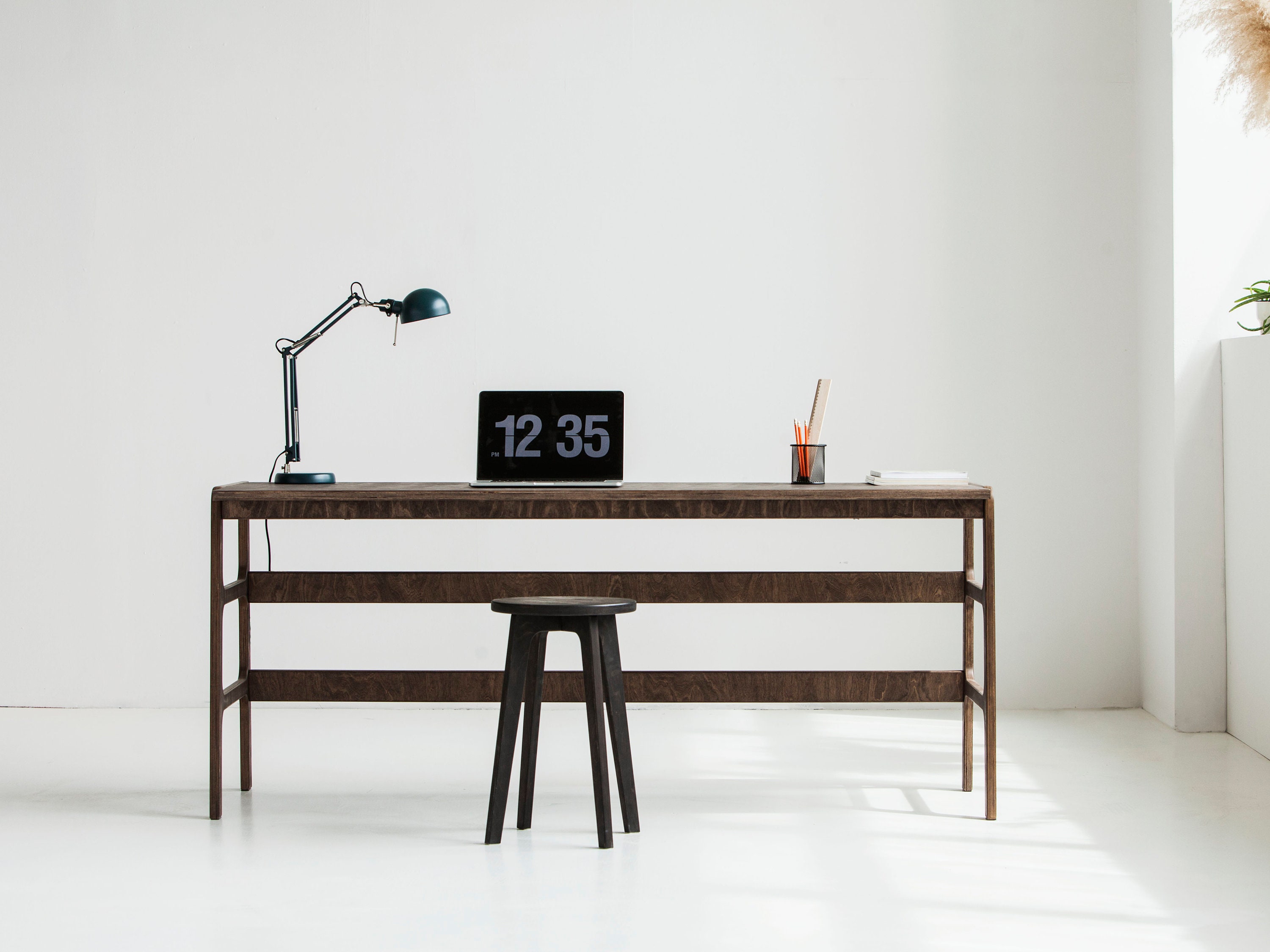 Bureau Moderne Du Milieu Siècle, Bureau, Bureau Personnalisé, Grand En Bois