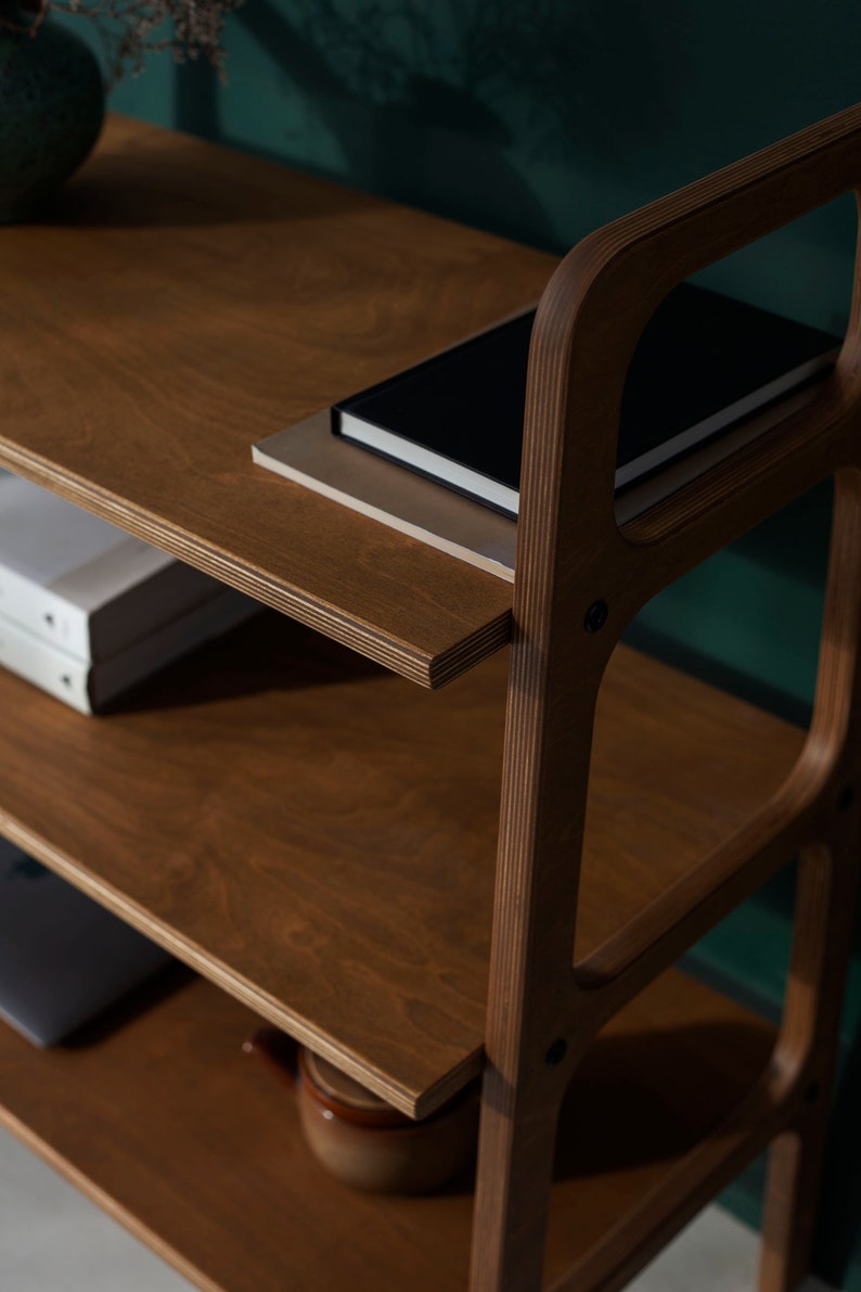 Wide Mid Century Modern Bookcase Custom Bookcase Walnut Etsy