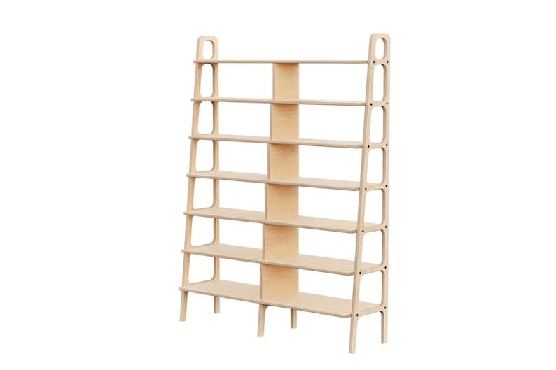 Wide Mid Century Modern Bookcase, Custom Walnut bookcase, Ladder bookshelf, Modular storage, Handmade furniture, Shelving unit image 18