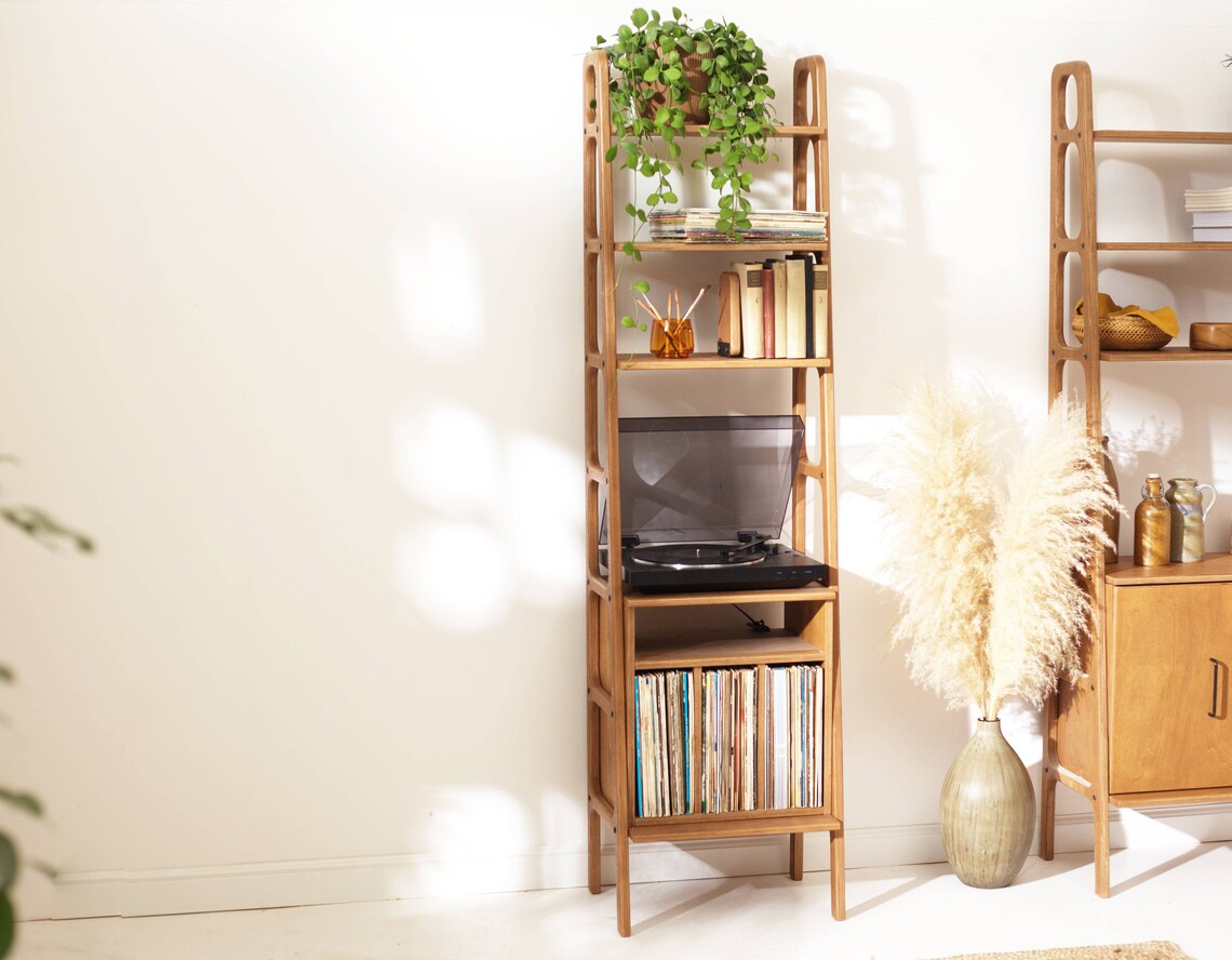 Record Player Stand Vinyl Record Storage Handmade Bookcase Etsy