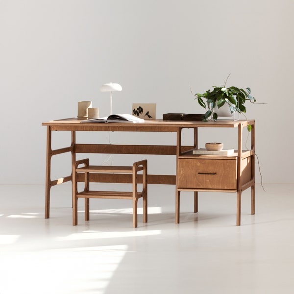 Bureau de taille personnalisée, bureau minimaliste pour ordinateur, bureau moderne du milieu du siècle pour bureau, bureau scandinave moderne en bois