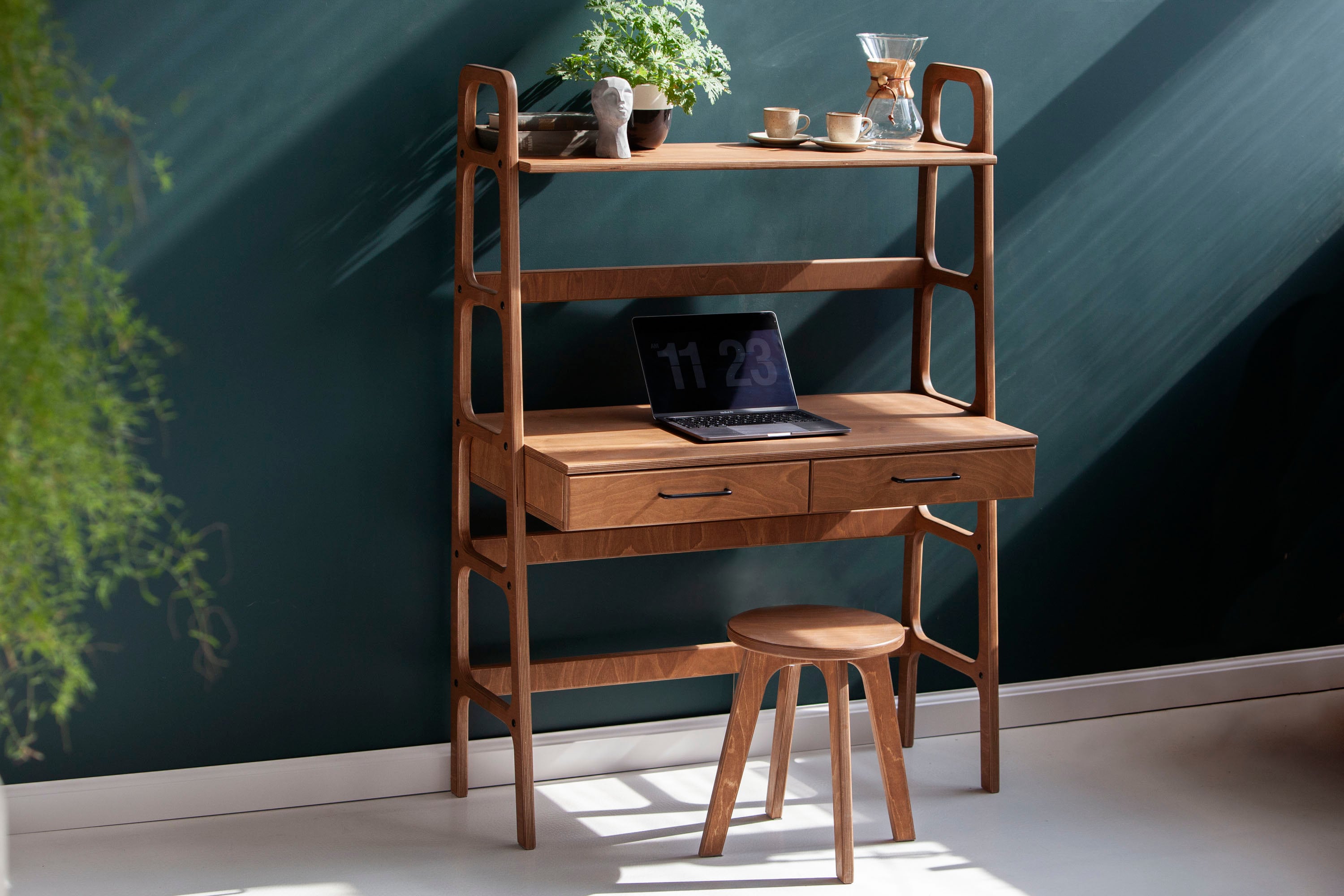 Bookcase Desk Mid Century Modern Wooden Desk Wood Desk Dressing