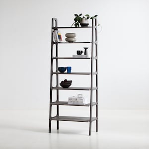 Modulares Mid-Century Bücherregal - Kundenspezifisches 7-Tier-Bücherregal aus Birkensperrholz mit Regalen, Schubladen und Schränken