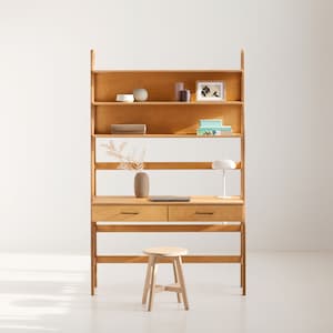 Minimalist desk, Bookcase desk, Computer table, scandinavian desk, Wooden desk, Mid century modern desk, handmade furniture