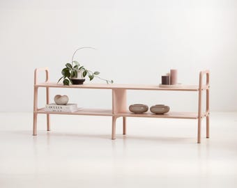 Soporte de TV de madera / Consola multimedia de mediados de siglo / Soporte de TV minimalista / Soporte de TV Japandi