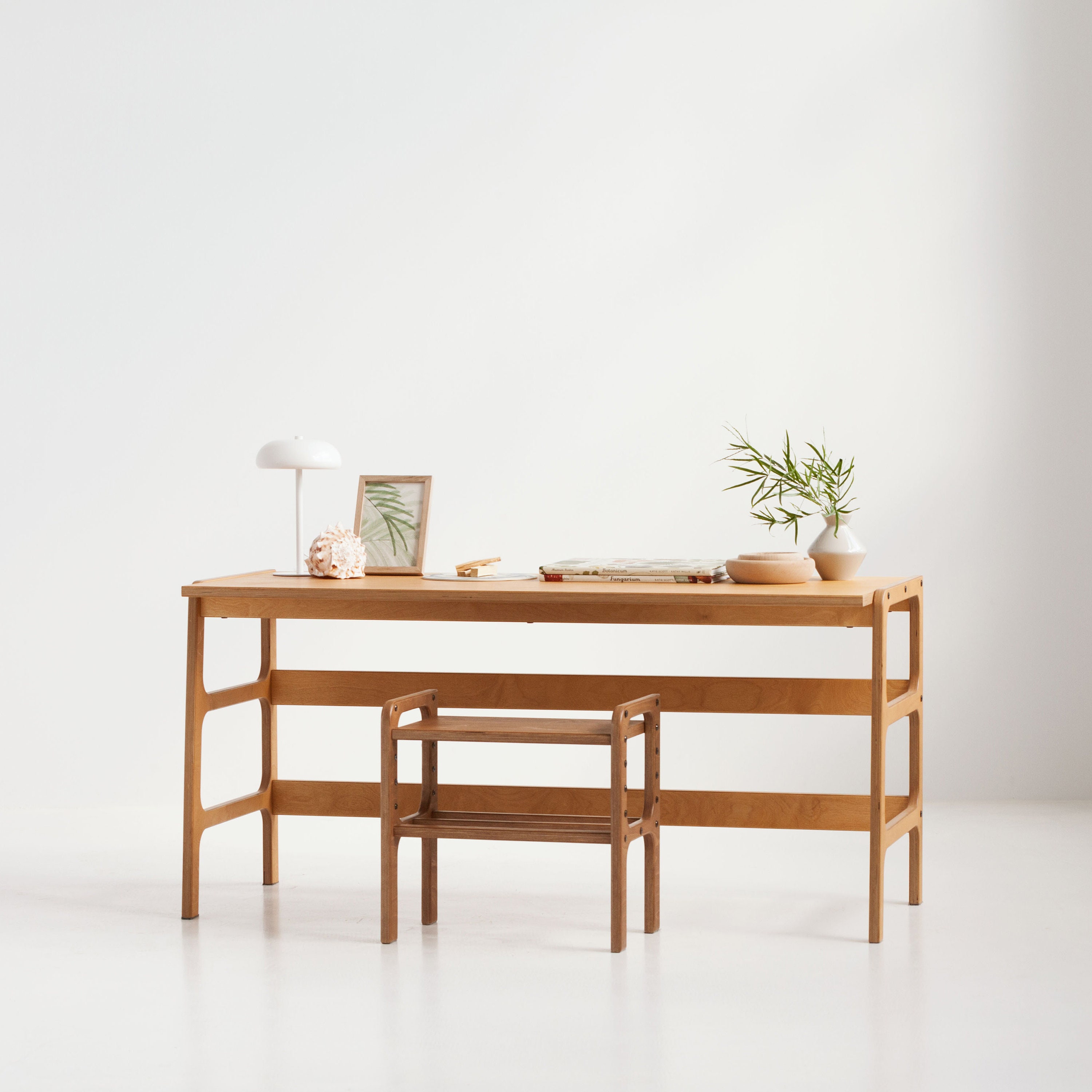 Bureau En Bois, Bureau Moderne Du Milieu Siècle, Bureau, Personnalisé, Grand