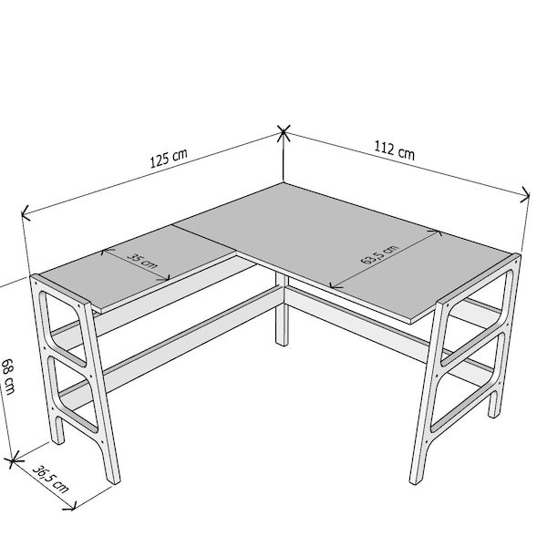 Mid century modern small corner desk, L shape desk, Desk, Modern Scandinavian Desk, Wooden desk, Computer desk, l-shaped desk