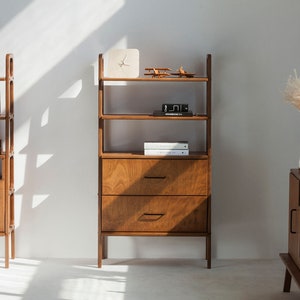 Mid Century Bookcase with drawers, Scandinavian bookcase, Bookshelf with drawers, Minimalist Bookcase, Handmade furniture